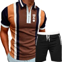 2022 summer mens tracksuit brand male suit polo shirts jogging polo shirts short sets two piece mens sports suit tr3