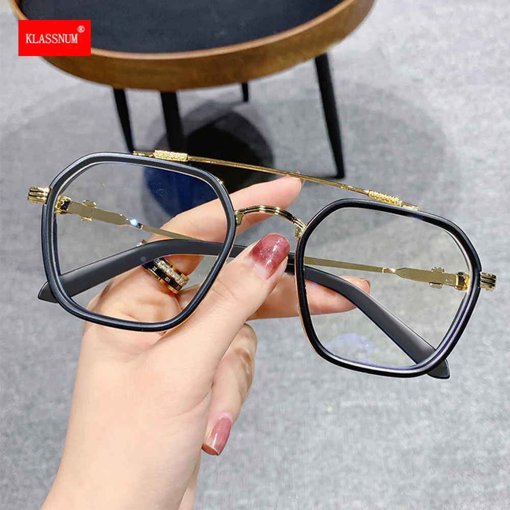 

Anti Blue Light Glasses Man Not Prescription 2023 Trendy Eyewear Transparent Glasses Women UV400 Protection Flat Mirror Eyeglass