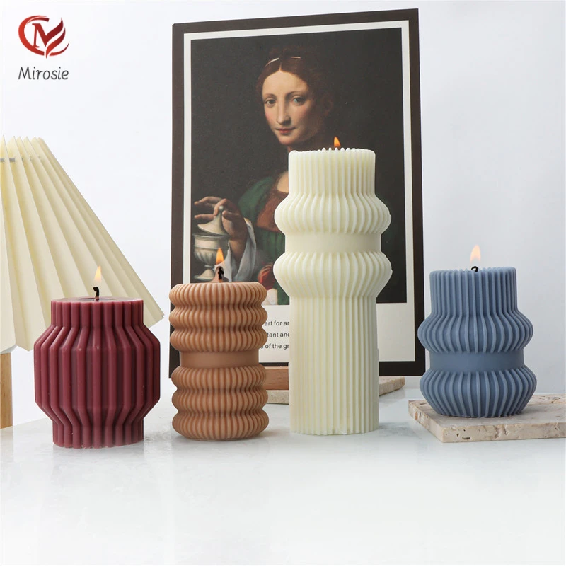 

Mirosie European Style Striped Silicone Candle Mold Simple Column Crystal Epoxy Plaster Resin Molds Aromatherapy Home Decoration