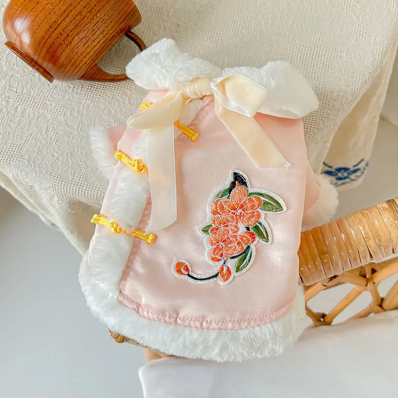 

Autumn and Winter Embroidered Tang Suit Puppy Dog Small Dog Pet Clothes Warm Thickened Oblique Placket New Year