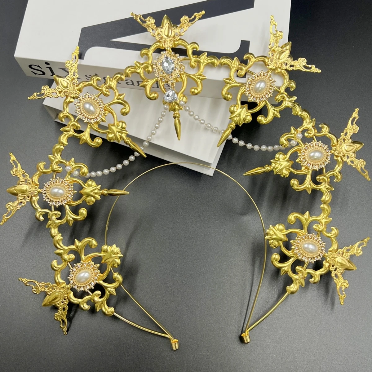 Солнце Богиня Ангел KC Halo Корона Головной убор Королева Анна Барокко Жемчужная