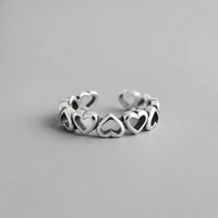 fashion exquisite heart to heart couple rings for men ladies bridal wedding heart shape open rings adjustable jewelry for women
