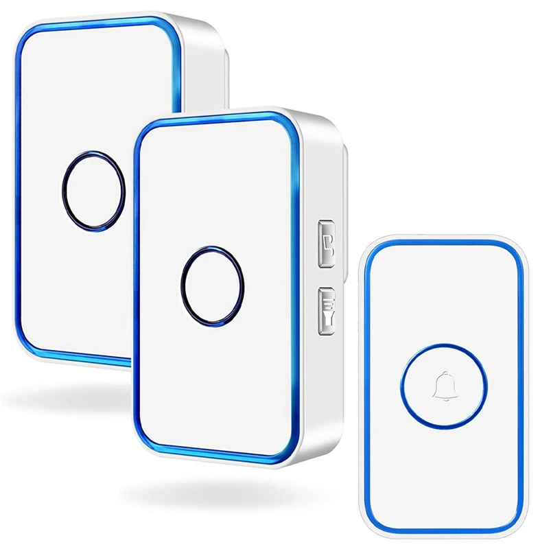 

Wireless Doorbell,Waterproof Doorbell Chime Operating With 60 Melodies,5 Volume Levels & LED Flash,2 Receiver US Plug