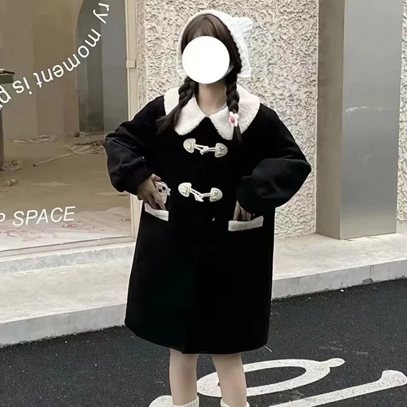 Шерстяное пальто BlackHorn на пуговицах новинка зимы 2024 милая маленькая куртка в