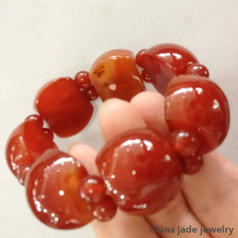 Браслет из натурального красного агата и нефрита для мужчин женщин