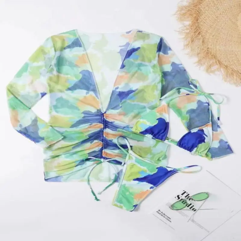 

Женский купальный костюм с цветочным принтом, кружевной облегающий купальник в полоску, микро-стиль, танкини, бикини с низкой талией