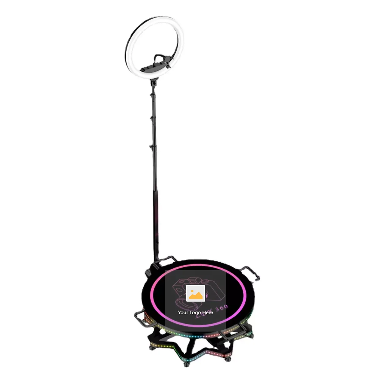 

2022 Автоматическая вращающаяся стеклянная фотокамера photobooth360 с моторизованным градусом видеокамера на 4 человека на платформе-спиннере фот...