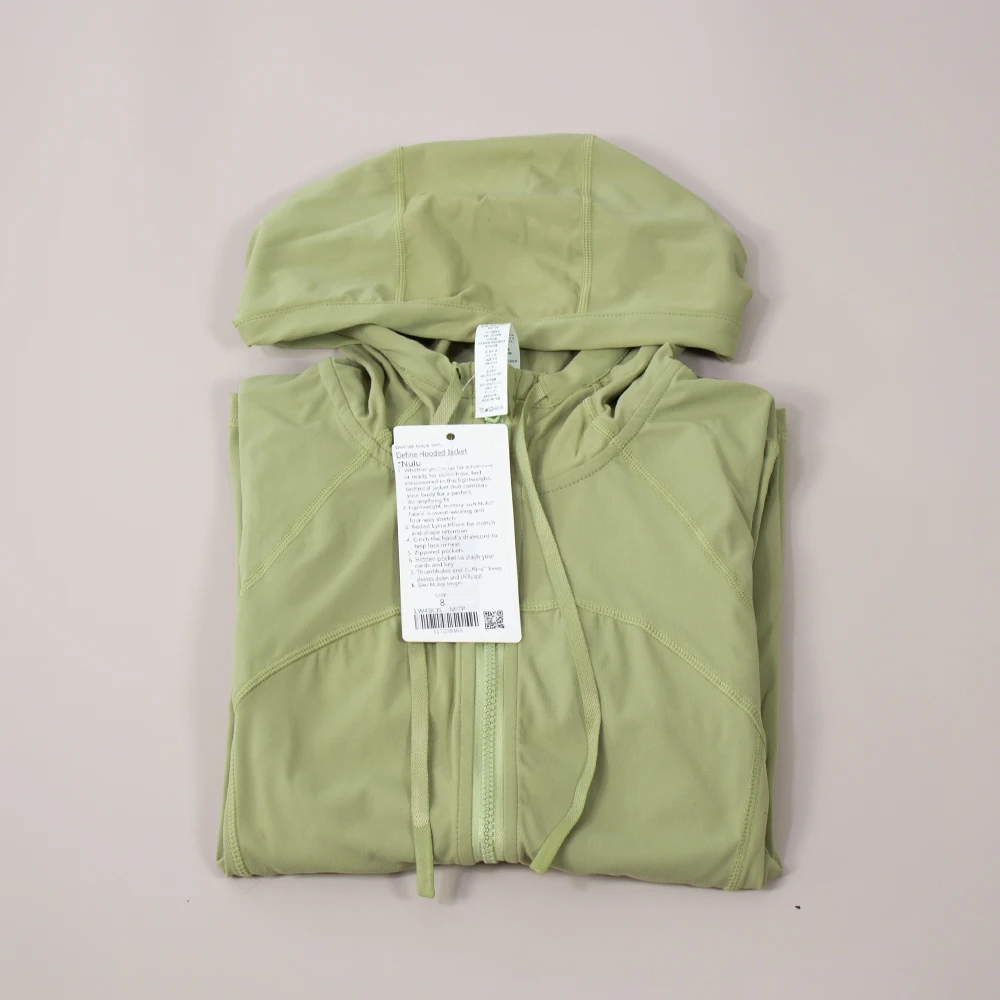 Lulu Women Yoga Long Sleeve Hooded Define Jacket Sports Coat With Pockets Quick Dry Breathable Fitness Running Zip Up Jackets