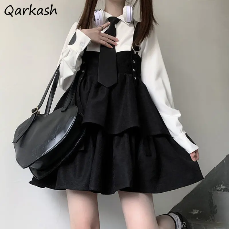 Черные юбки женские мини милые девичьи универсальные с высокой талией