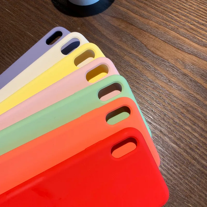 

Case For iPhone 12 11 13 Pro Xs Max Mini Case Square Liquid Silicone Cover For iPhone Xr X 7 8 Plus 6 Full Lens Protection Cases