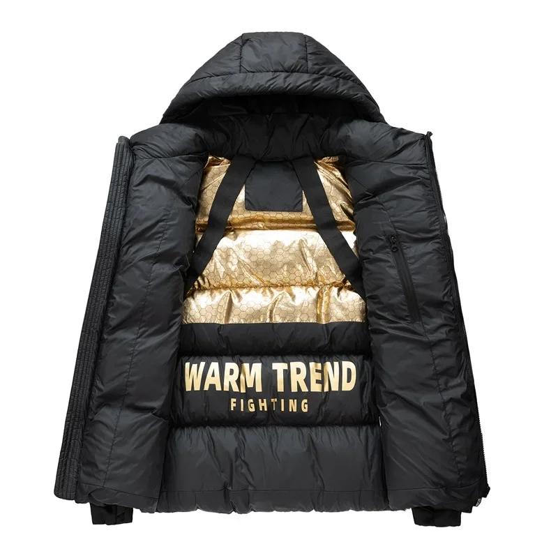 Зимнее мужское хлопковое пальто свободного кроя с капюшоном утолщенная теплая