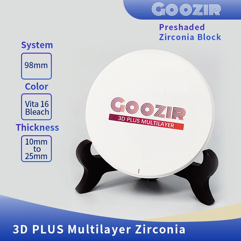 98mm A1 3D Multilayer Dental Zirconium Disk Dental Manufacturer  3D Plus Multilayer Dental Zirconia Blocks Material