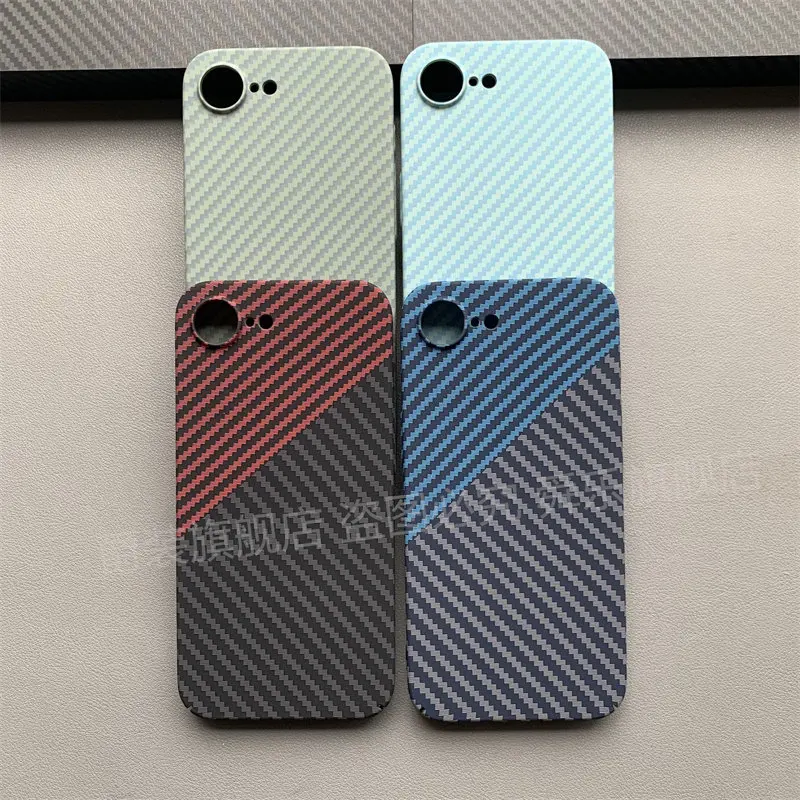 Фото Чехол для iPhone 17E 16E из углеродного волокна, ультратонкий, с полосками, из акрила и поликарбоната, жесткий, противоударный бампер для iPhone 17E №1