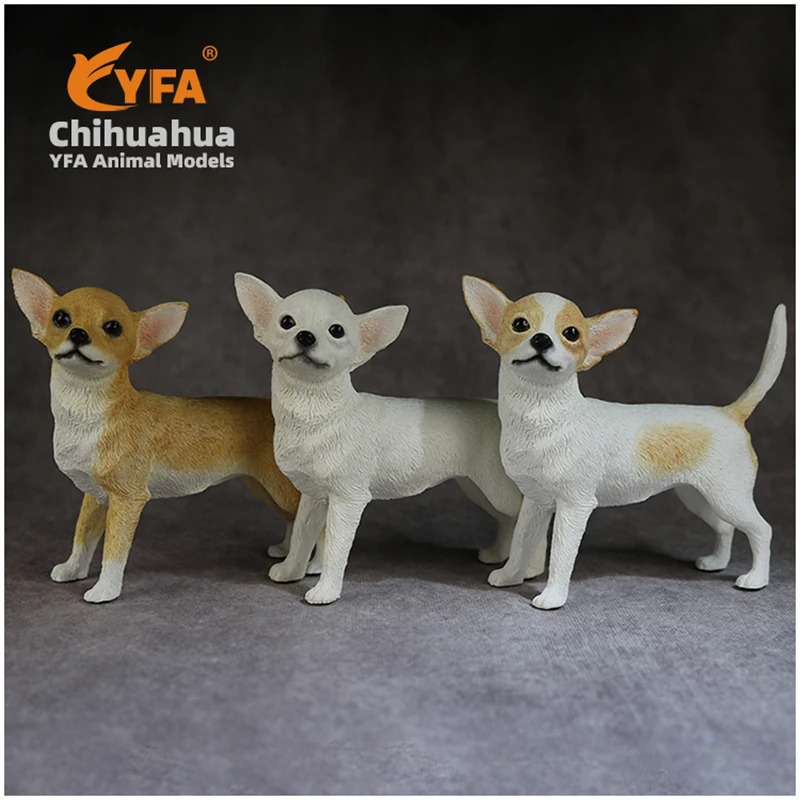 

3PCS JJM Cute Chihuahua Dog Pet Animal Figure Car Decor Toy Artware PVC Model Educational for Children Adults Kids Xmas Gift
