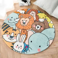 Kids Room Cartoon Rugs for Bedroom Animal Cats Dogs Prints Round Bedside Mat Non-Slip Large Area Rug Living Room alfombra коврик