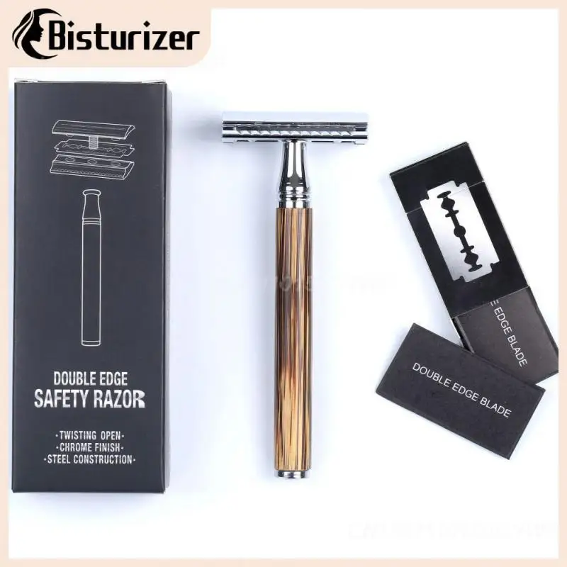 

Безопасная двухсторонняя бритва с бамбуковой ручкой, старомодная бритва, Домашняя мужская бритва
