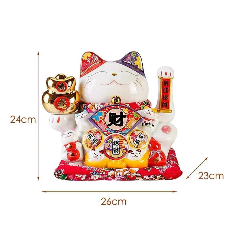 10 2-дюймовый большой орнамент Lucky Cat Maneki Neko керамический кошачий кот с подвижной