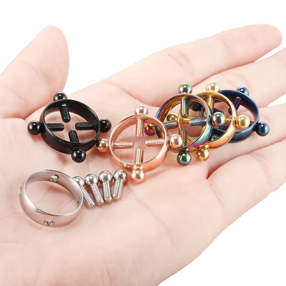 2pcs/lot Steel Round Screw Faux Nipple Clip Rings Sexy Piercing for Women Non Fake Breast Nail Shield Ring Jewelry Gift - купить по