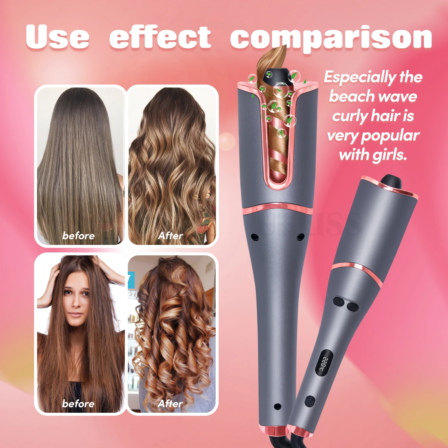 

Automatic Hair Curler Rotating Styler Curling Iron Wave 22mm Curling Hair Tools Electric Hair Rollers Corrugation Curling Wand