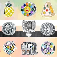 new star pineapple sun flower heart cheese colorful shape bead fit original brand 3mm charms silver color bracelet women jewelry