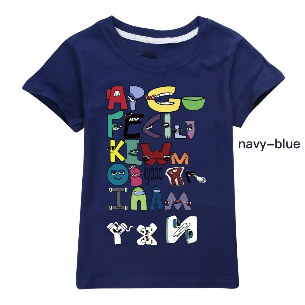 

14 Colors Summer Fashion Boys Girls Cotton Clothes Alphabet Print Graphic lore Tops Teenage Short Sleeve T-shirts For Kids