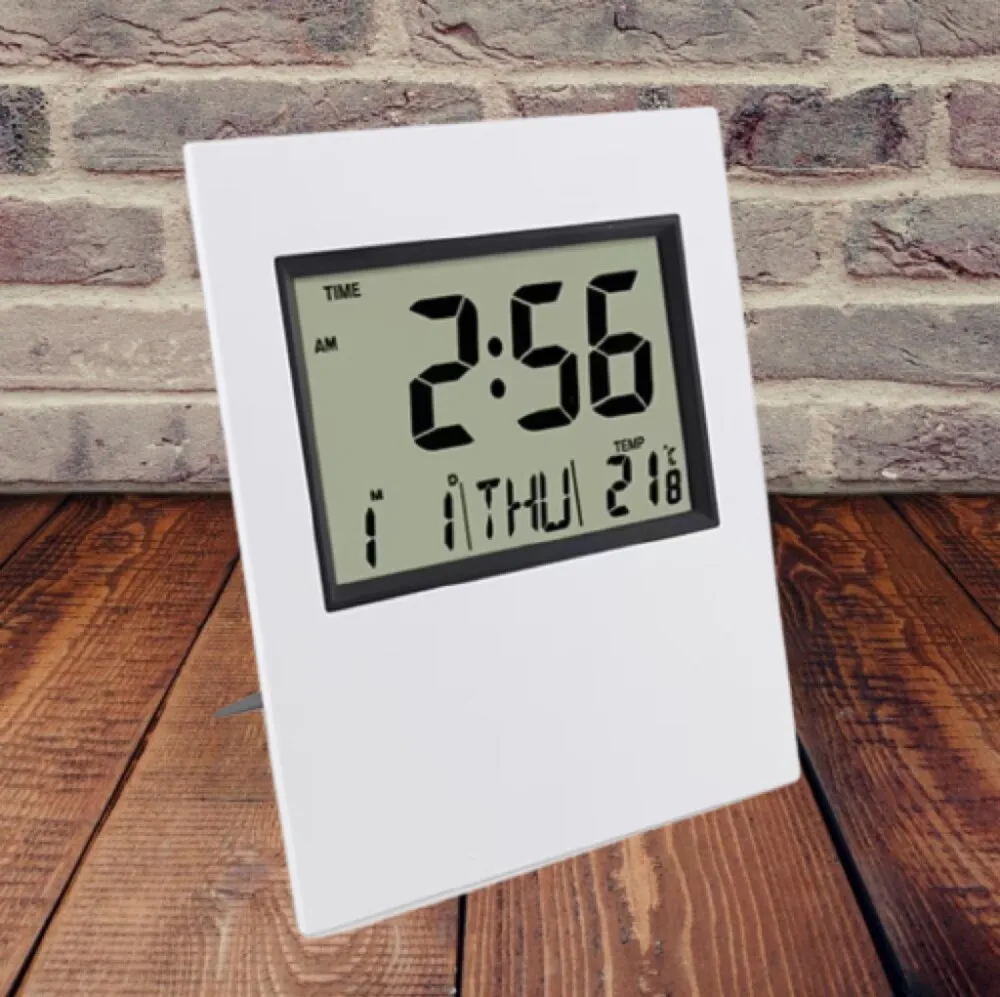 

Wall Clock Digital Home Deco with Temperature & Calendar Large LCD Display Big Size Desk Battery Powered For Living Room