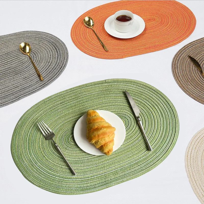 

Braid Insulation Mat Creative Oval Cotton Yarn Table Mat European Style Home Decoration Anti-slip Anti-scalding Mat