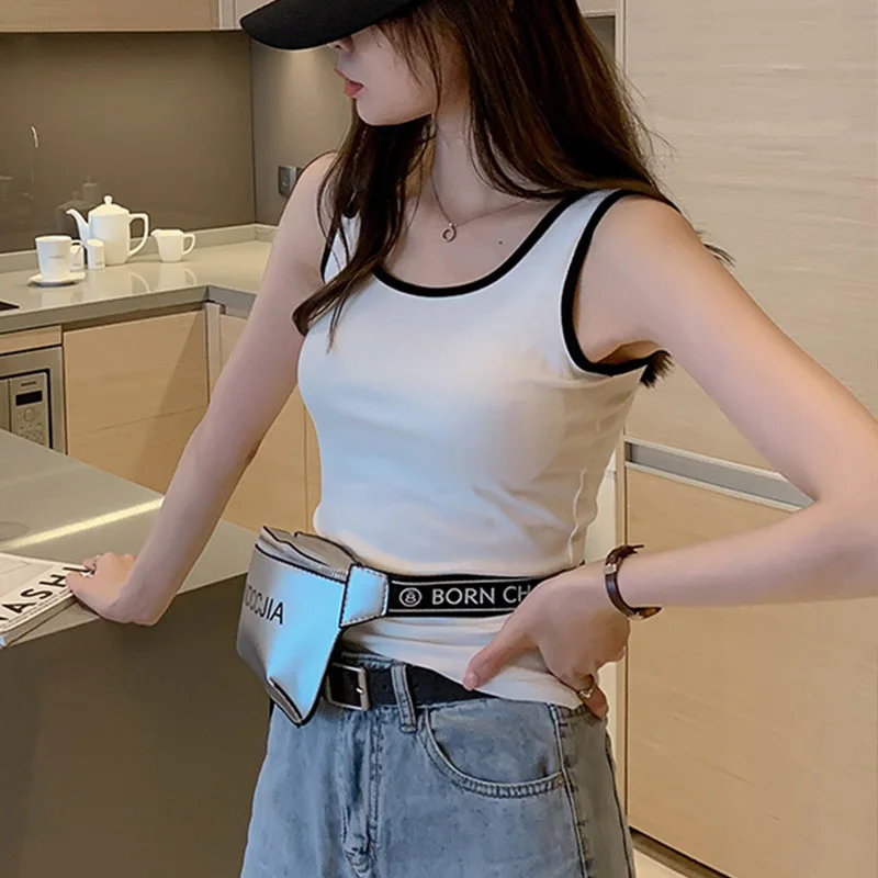 Женская винтажная блузка без рукавов черная или белая хлопковая лето 2022 |