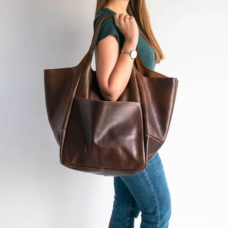 

2023 new simple large bag soft leather large capacity single shoulder Tote bag handbags for women Fashion WOMEN