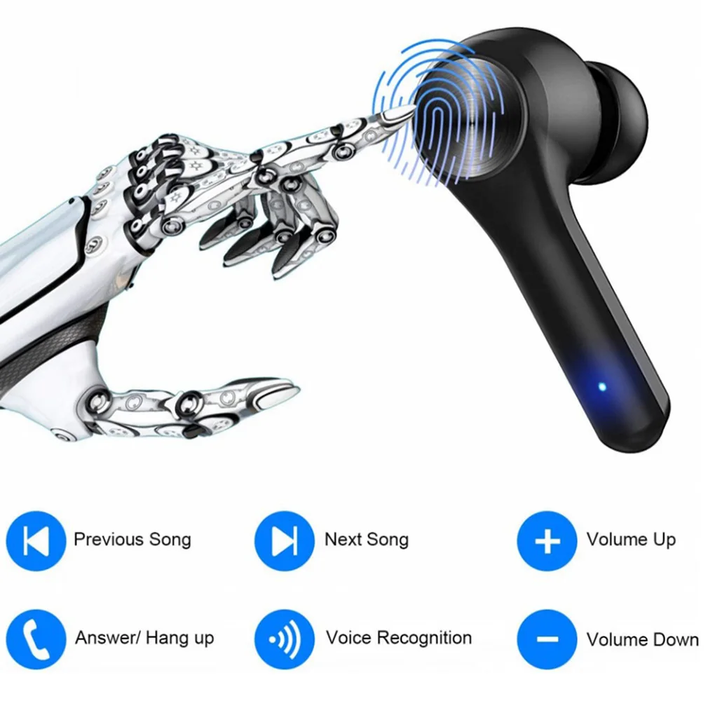 

Bluetooth 5,0 наушники с автоматическим сопряжением батареи Цифровой Дисплей беспроводные наушники с зарядным чехлом, белый