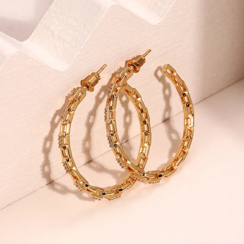 

Geometric 14K Gold Color Hoop Earrings For Women Fashion Jewelry Drop Shipping