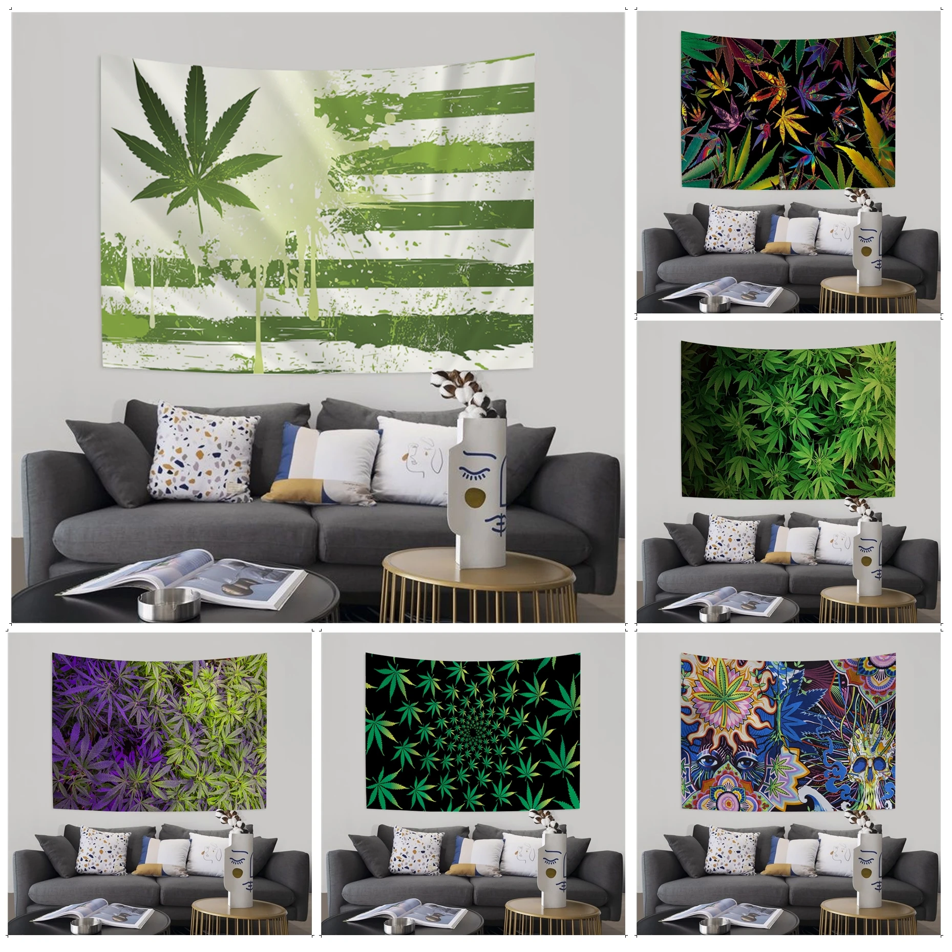 

Abstractionism Art Weed Colorful Tapestry Wall Hanging Wall Hanging Decoration Household Art Home Decor