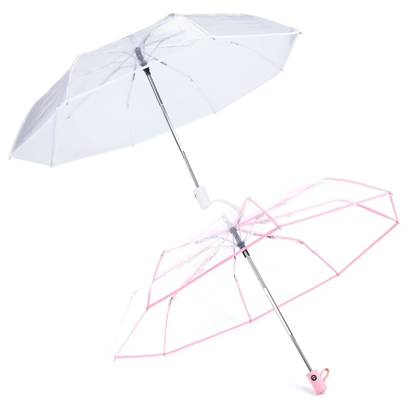 

Прозрачный автоматический зонт, компактный складной зонт от дождя, ветра и дождя, для мужчин и женщин, 2 шт.