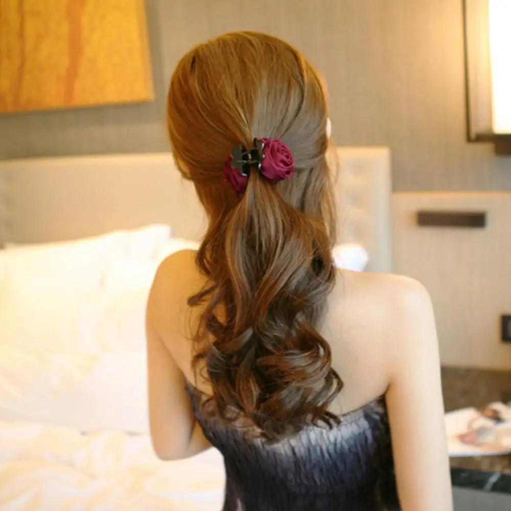 

DIY Korean Brand Hair Clip Rose Hair Claws Hair Accessories For Women Girls Travel Wedding Portable Flowers Hair Crab Headwear