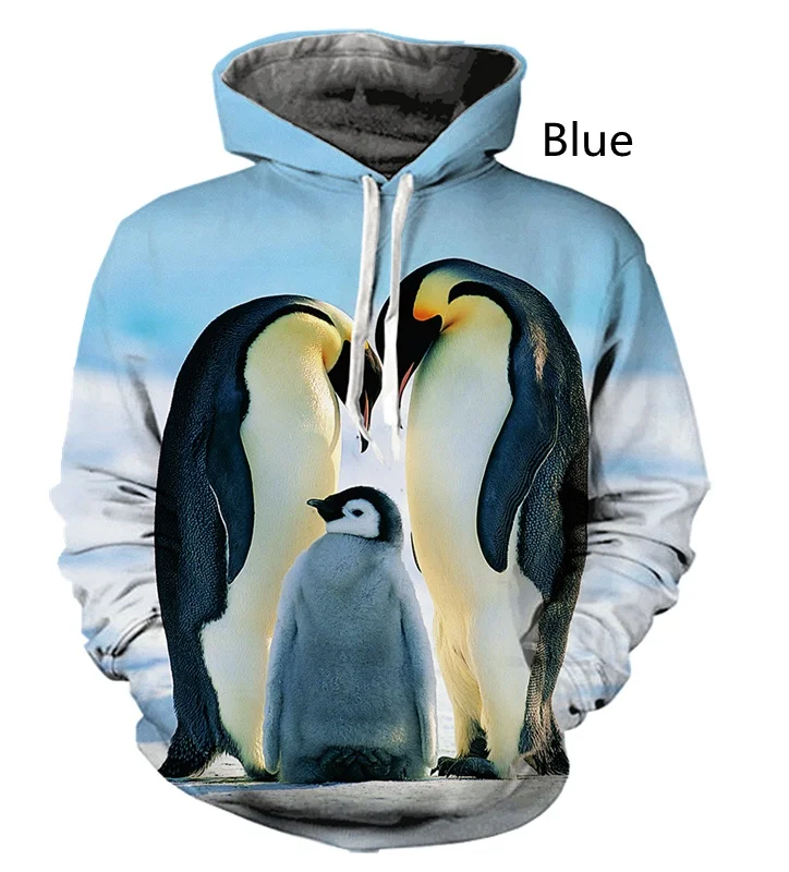 New fashion penguin print cool men's and women's long-sleeved casual loose jacket 3D hoodie