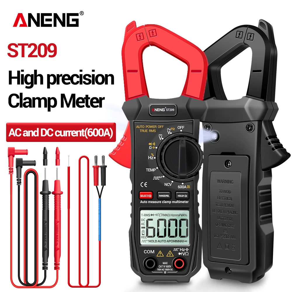 ANENG ST209 Digital Multimeter Clamp Meter 6000 counts True RMS Amp DC/AC Current Clamp tester Meters voltmeter 400v Auto Range peakmeter pm2028a pm2028b pm2028s clamp multimeter true effective value 1000a v digital current voltmeter multimeter measurement