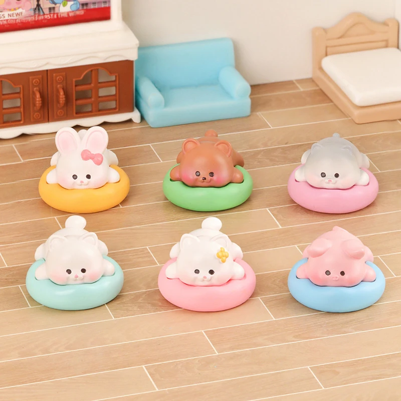 Миниатюрная фигурка из смолы в виде спящего кота собаки свиньи кролика украшение