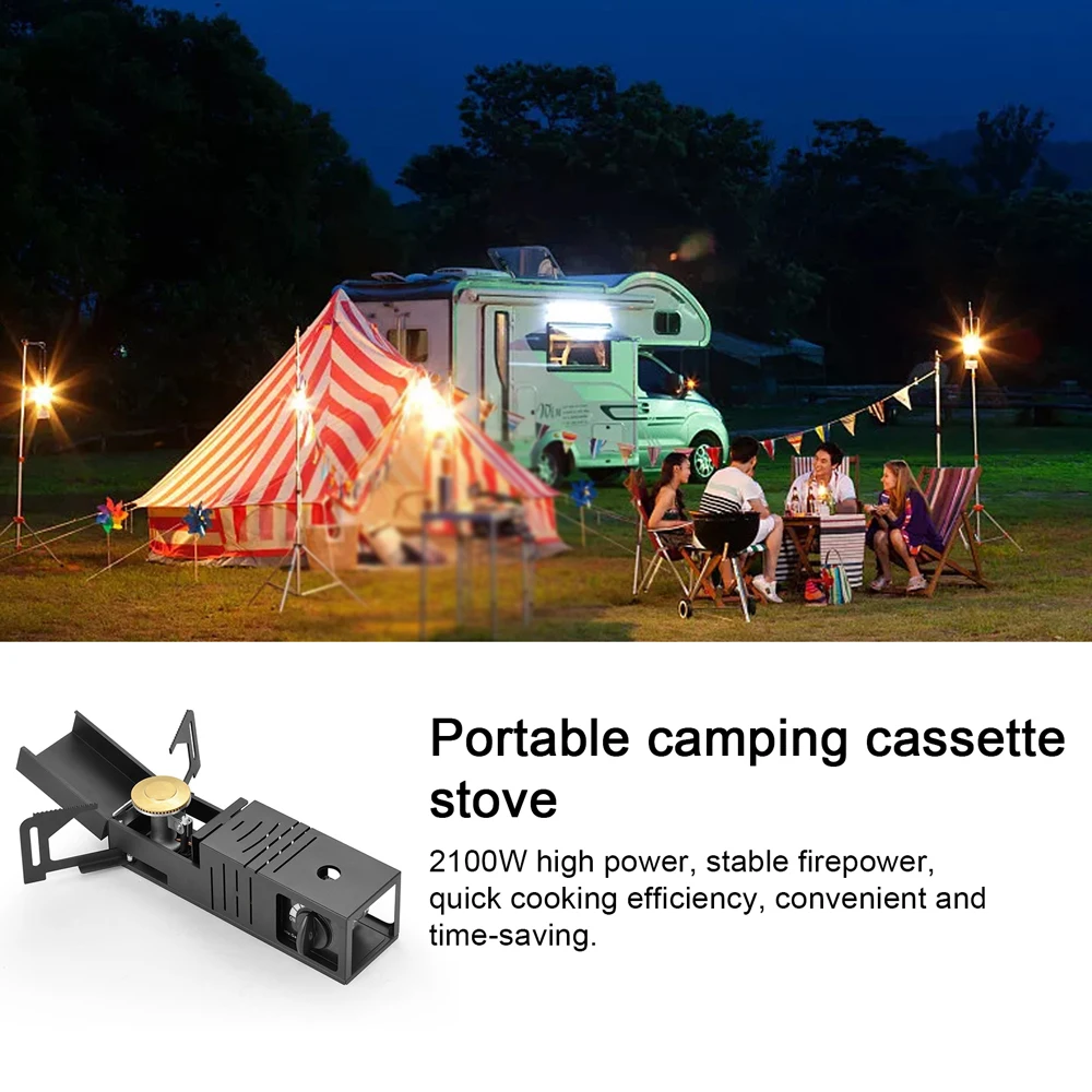 

Outdoor Cassette Stove Portable Folding Gases Burner Butane Camping Picnic Furnace with Piezoelectric Ignition