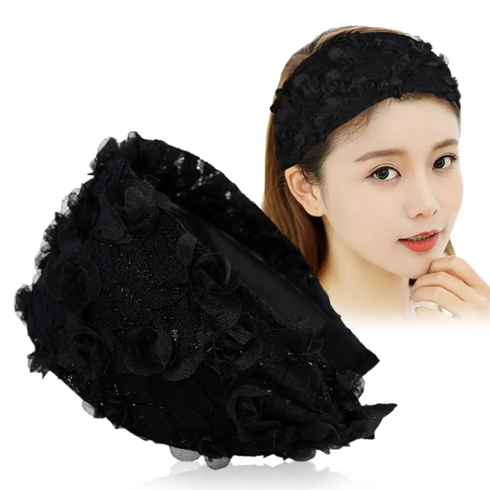 

Cute Sweet With Gear Non-slip Girl Headwear Mesh Women Hair Hoop Korean Hairbands Lace Headband Flower Headband