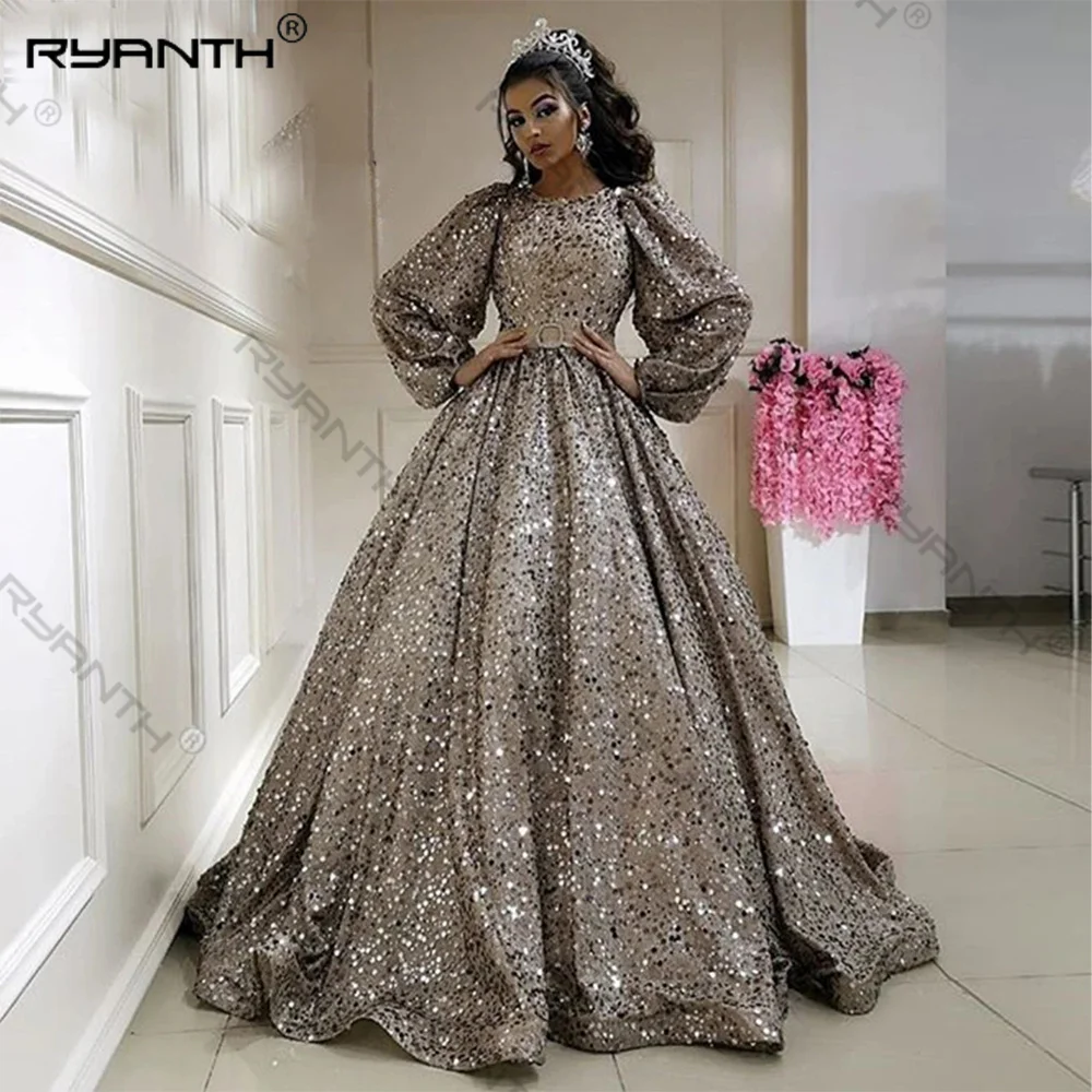 

Elegant Sequin Evening Dresses luxury Princess Ball Gown Sparkling Ladies Dresses for Special Occasions Prom Robe De Soiree 2024