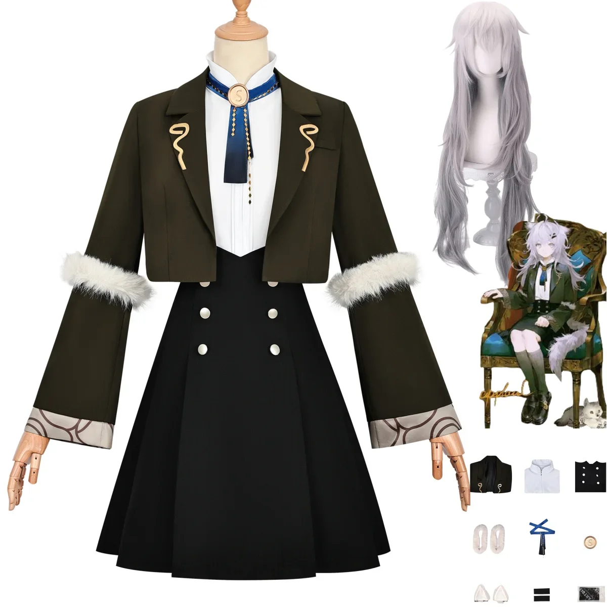 Аниме игра Arknights Operator Lappland косплей костюм детство пальто юбка униформа полный