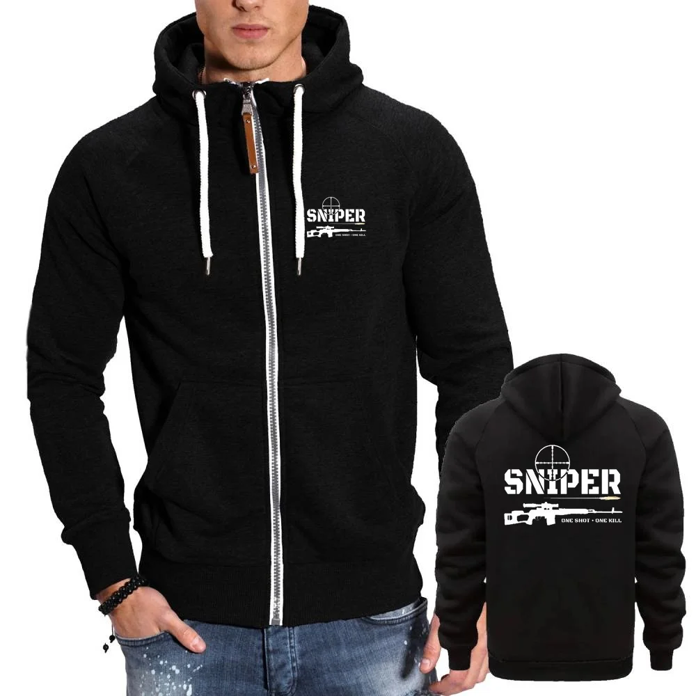 Мужские толстовки в стиле ретро молодежная толстовка с капюшоном куртки Sniper One Shot