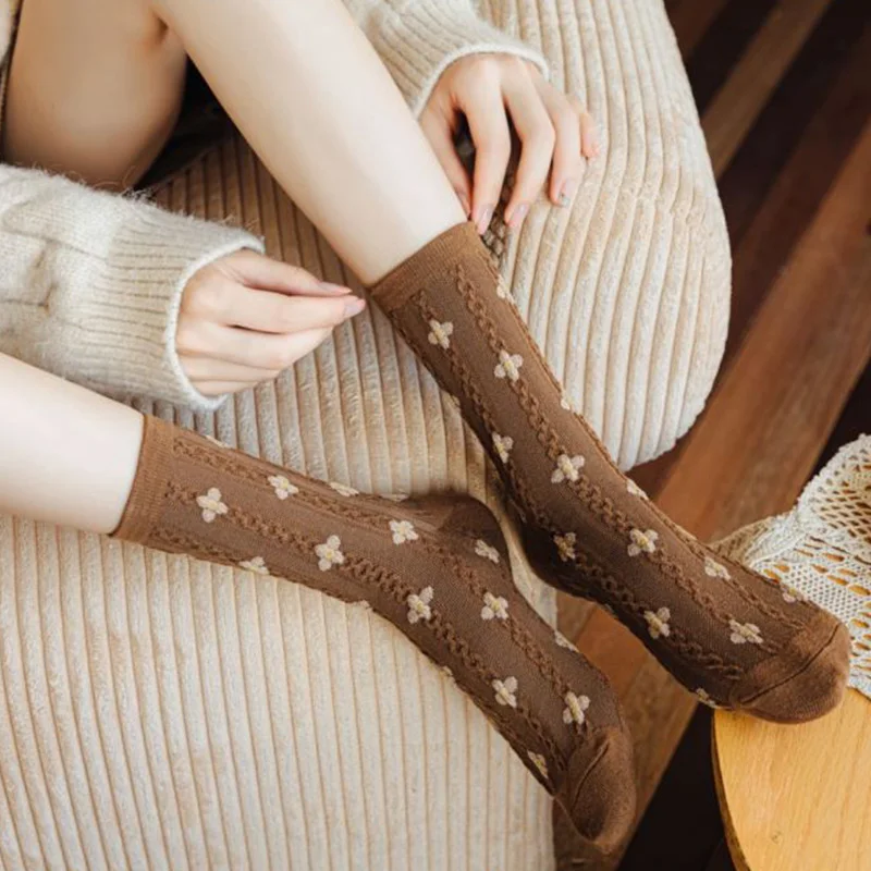 5 Pair Free Shipping Items Winter Socks Woman Fashion Print Long Cotton Socks Cute  Designer Vintage Harajuku Streetwear Socks