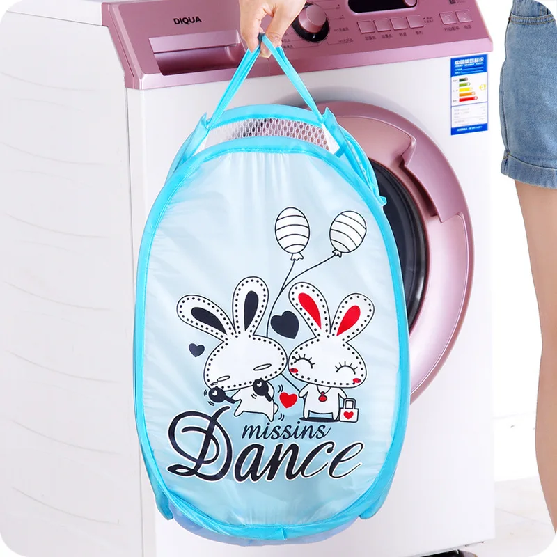Foldable Dirty Clothes Blue Basket Cartoon Laundry Storage Children's Toy Sundries Sto