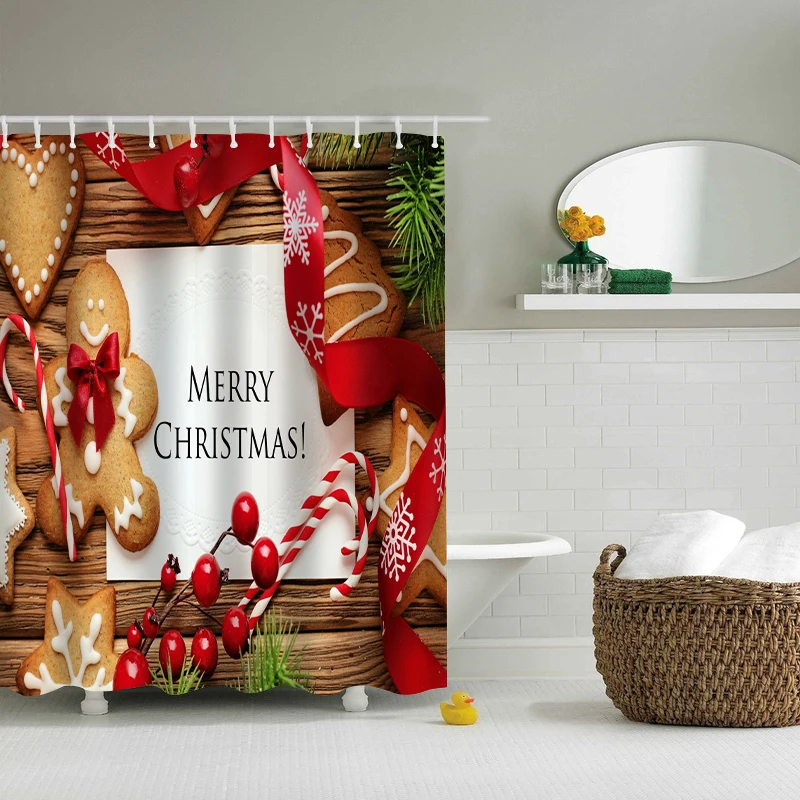 

Водонепроницаемый фон для ванной комнаты с надписью "Merry Christmas", занавеска для душа из полиэстера, 3d печать, домашний фон для украшения стен