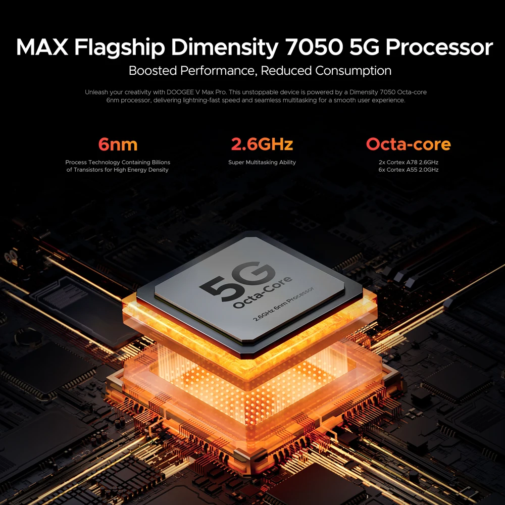 DOOGEE V MAX PRO 5G — защищенный смартфон с 6,58-дюймовым FHD+ дисплеем, процессором MTK Dimensity 7050 Octa Core, 32 ГБ + 512 ГБ памяти, 108-мегапиксельной камерой и аккумулятором 22000 мАч, Android 14. (art.: 3920db0e7be3f) - 3920db0e7be3f