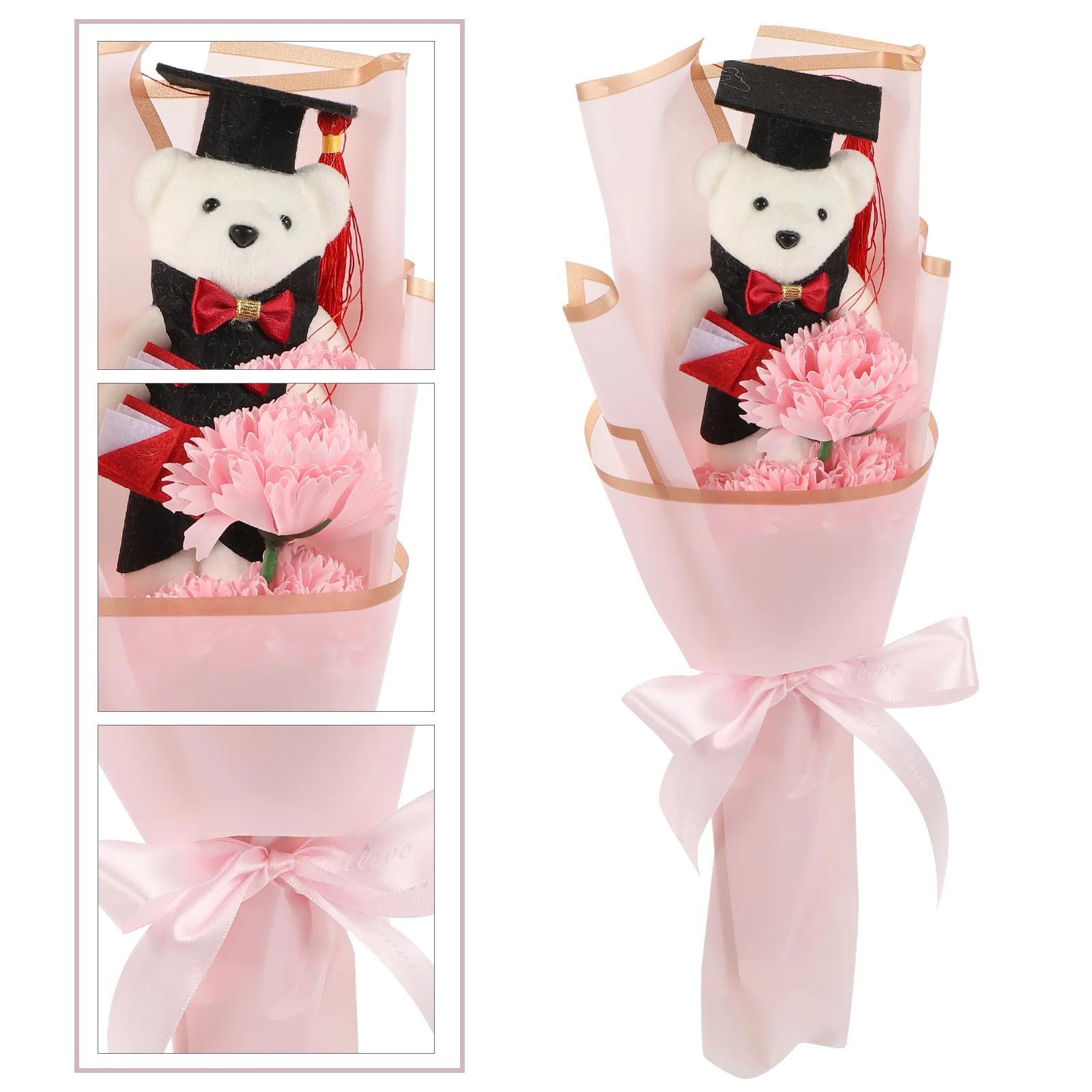 

Tiny Graduation Bears Rose Bouquet Class 2023 Bear Valentines Day Bear Mini Bear Stuffed Animal Flowers Decor