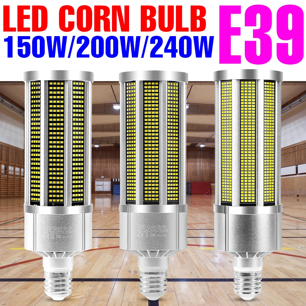 LED Bulb E39 Corn Light 220V Lamp LED Chandelier 110V High Power Bombilla 150W 200W 240W Living Room Lighting No Flicker Ampoule