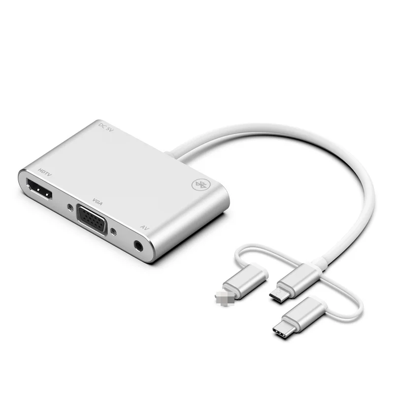 Адаптер VGA HDMI-совместимый с USB Type C/Micro для телевизионного проектора 4K монитора HD TV