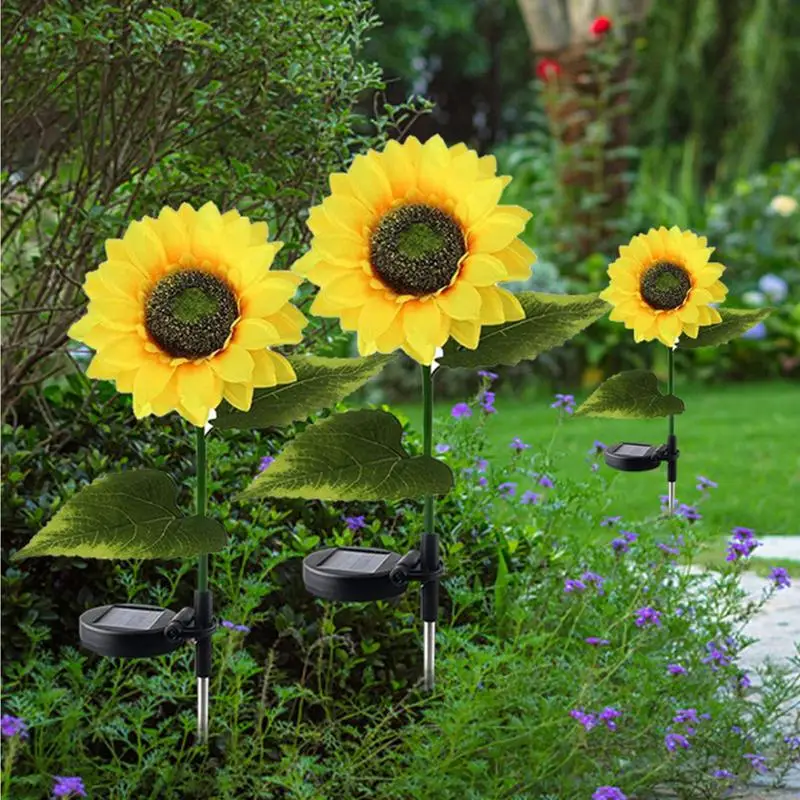 

2pcs Sunflower Solar Lights For Patio Lawn Yard Pathway Courtyard Decor Waterproof LED Lamps Outdoor Decor Garden Accessories